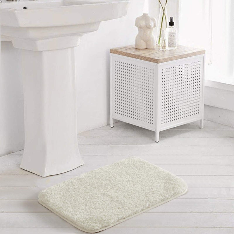 Suchtale Non Slip Bath Mat - Soft Microfiber Shaggy Bath Mat for Bathroom, Machine Washable, Thick Plush, Water Absorbent (16 x 24 Ivory) - Image 2
